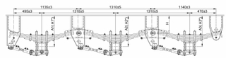 Suspension mécanique American Tridem Grade 13T * 3 avec ressort à 7 lames (Plaque à ressort 16 * 90)